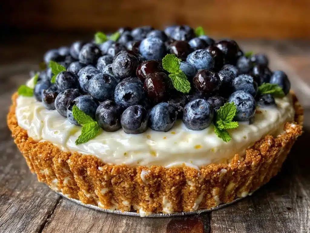 no-bake blueberry cream cheese pie - featured image