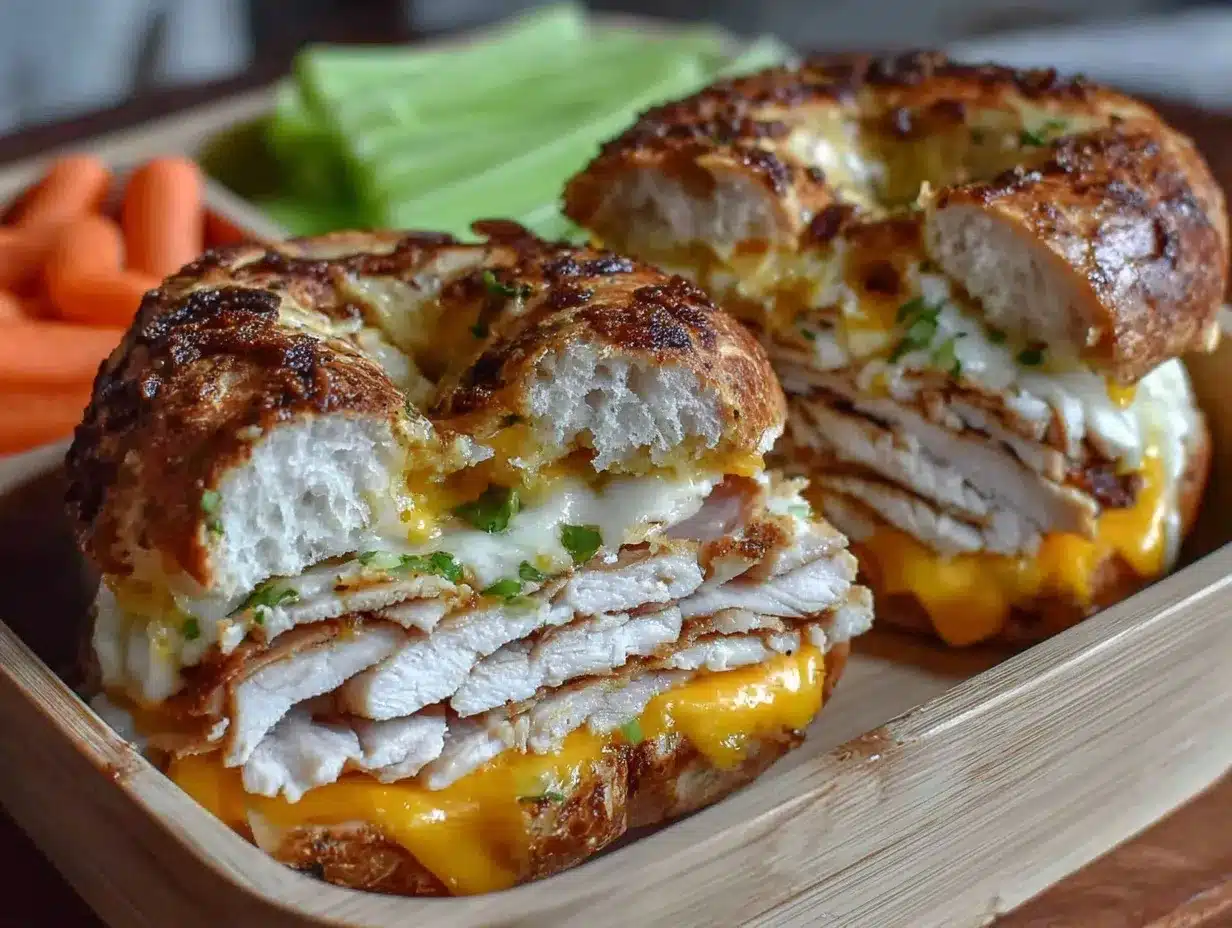 no-heat turkey and cheddar bagel lunchbox preparation steps