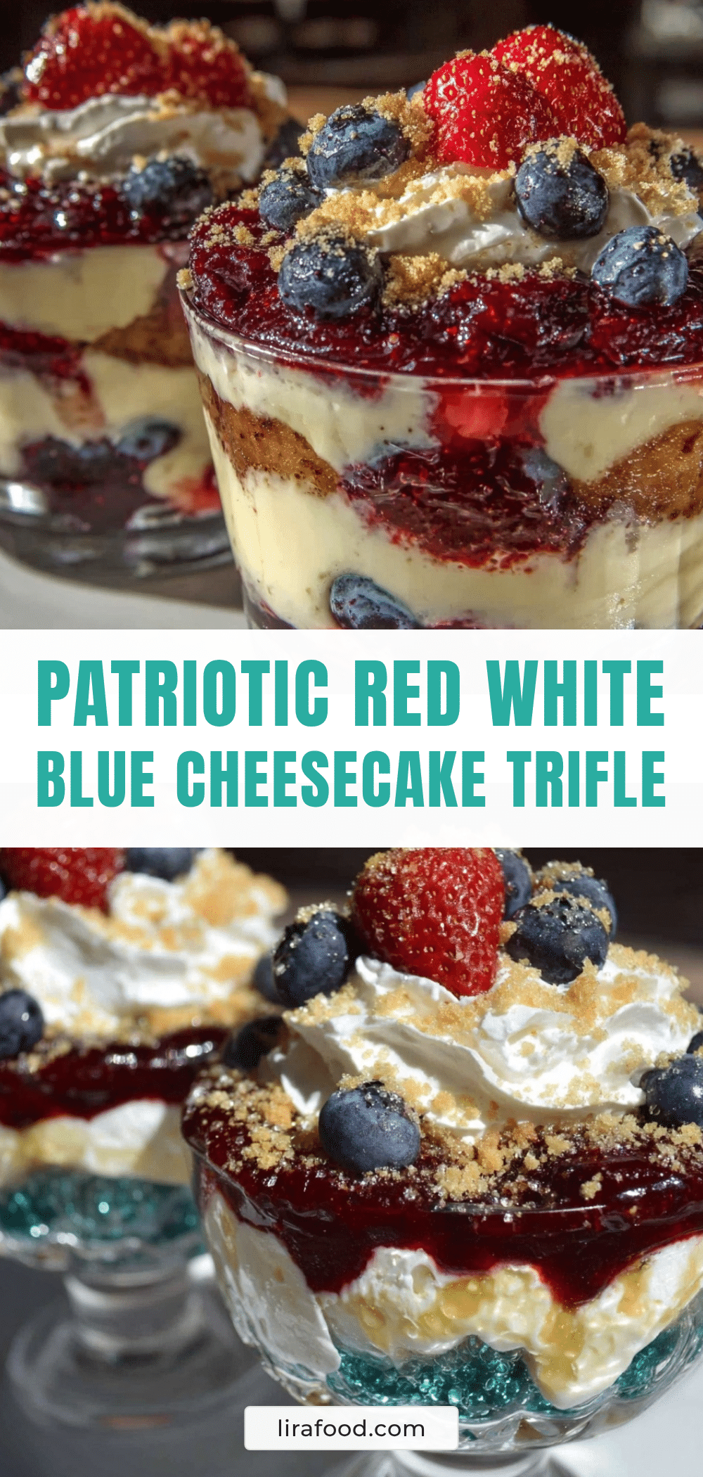 red white and blue layered cheesecake trifle recipe