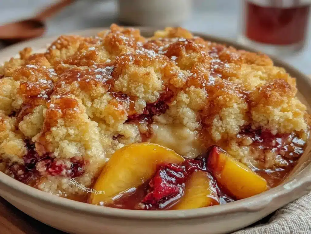 southern peach cobbler bisquick topping - featured image