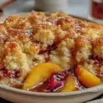 southern peach cobbler bisquick topping - featured image