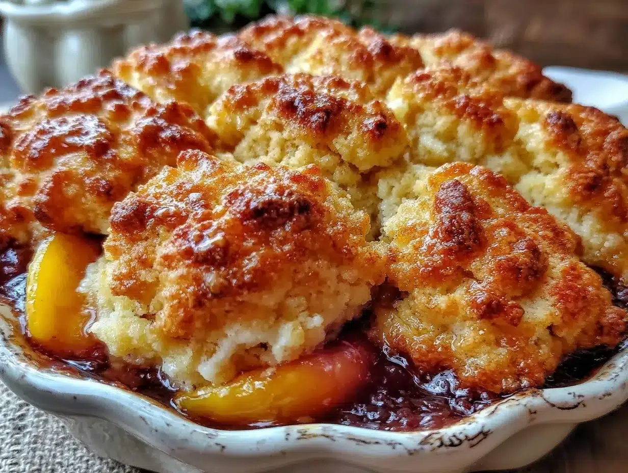 southern peach cobbler bisquick topping preparation steps