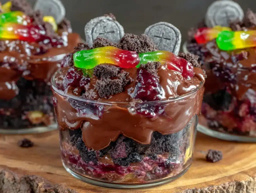 spooky graveyard oreo dirt cups - featured image