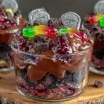 spooky graveyard oreo dirt cups - featured image