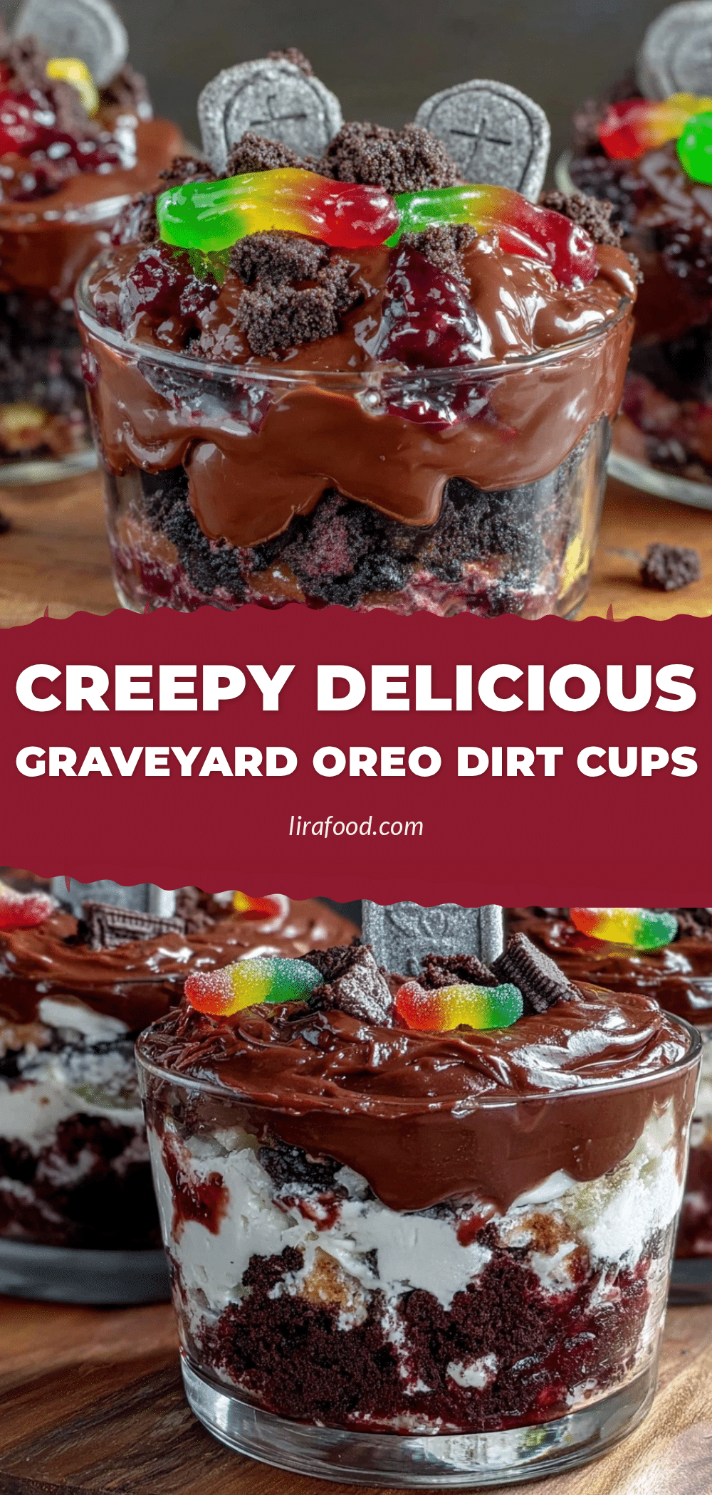 spooky graveyard oreo dirt cups recipe
