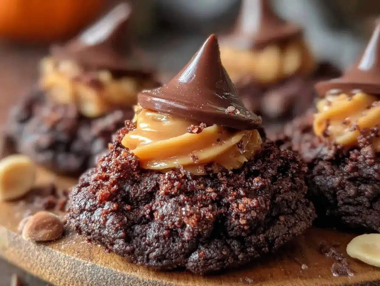 witch hat chocolate peanut butter cup cookies preparation steps