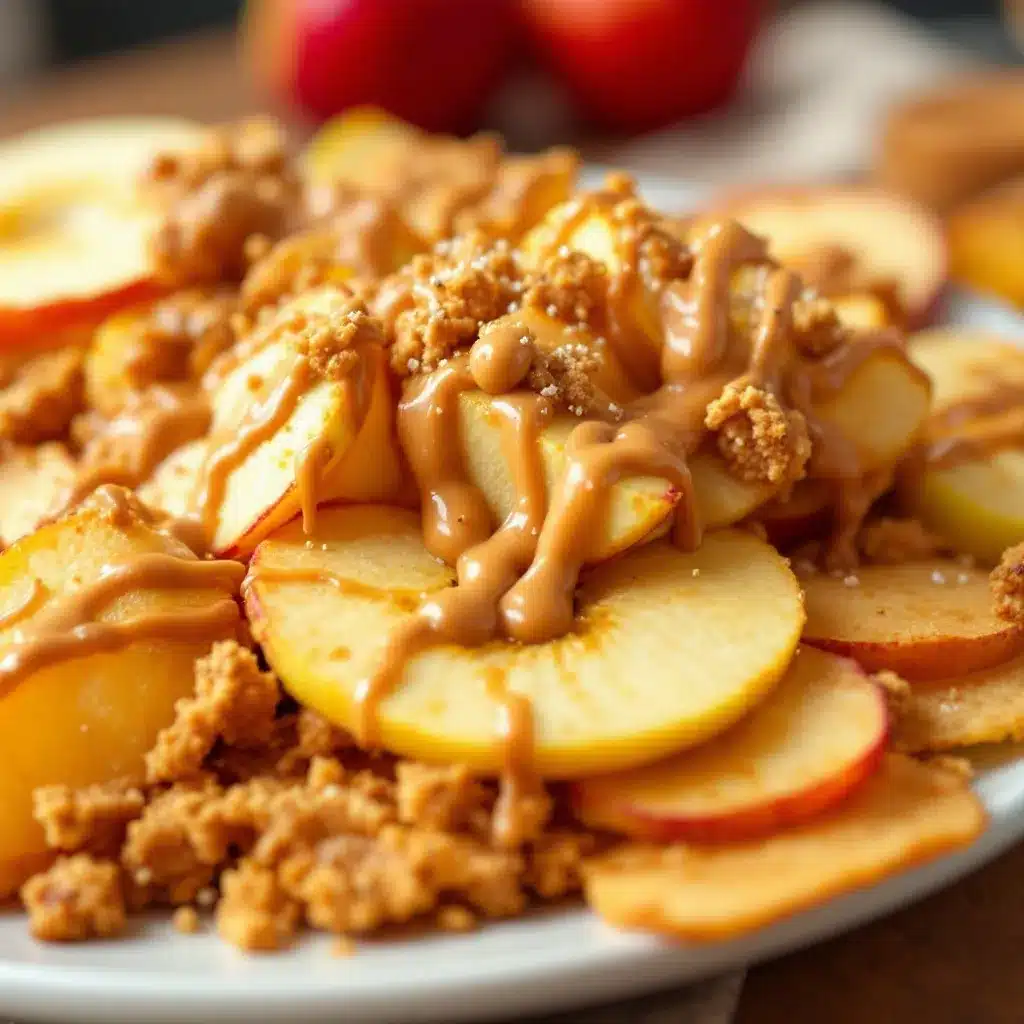 apple nachos with peanut butter drizzle preparation steps