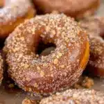 baked pumpkin donuts with cinnamon sugar coating - featured image