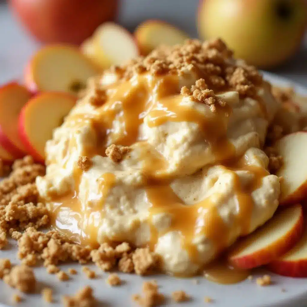 caramel apple cheesecake dip preparation steps