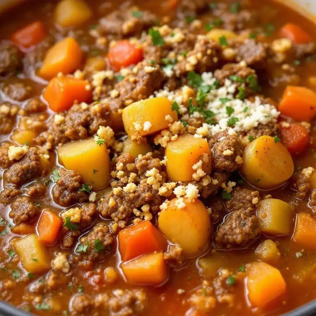 cozy slow cooker ground beef and vegetable soup preparation steps