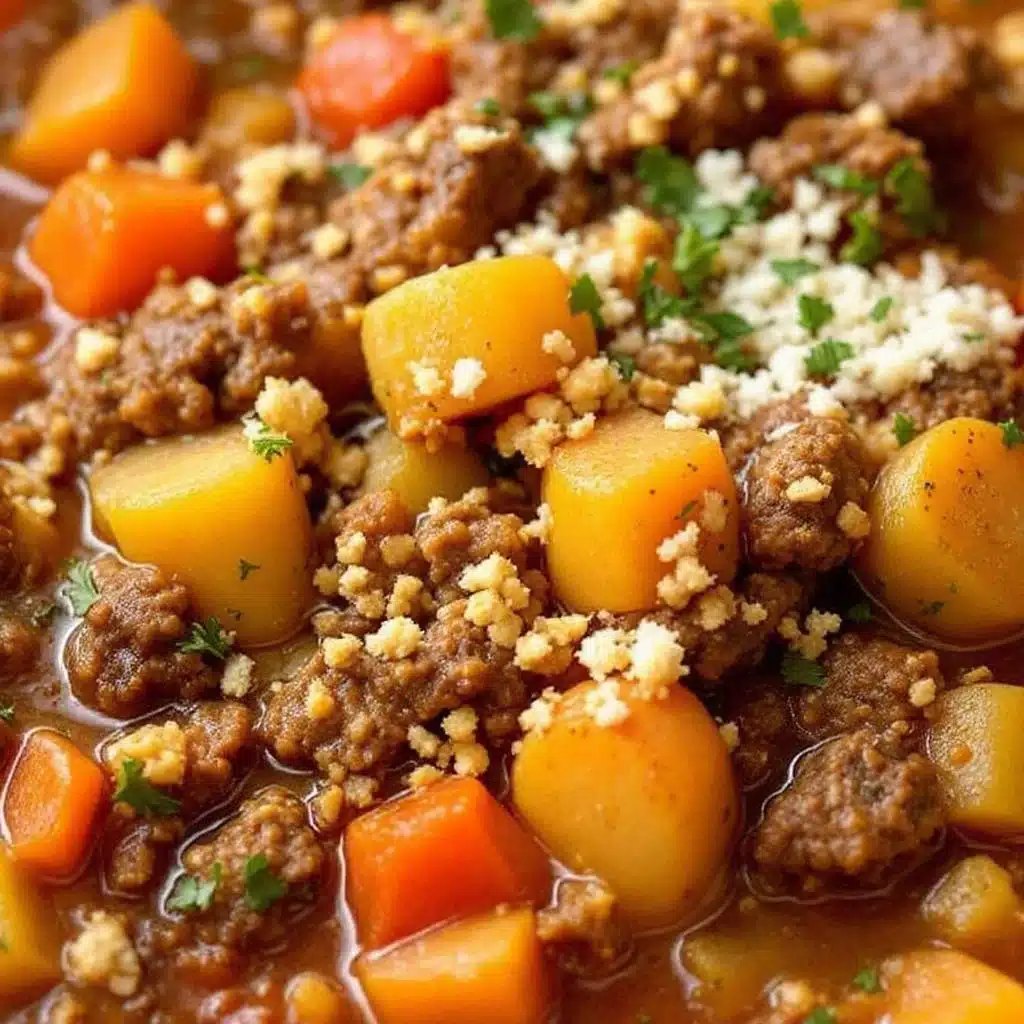 cozy slow cooker ground beef and vegetable soup - featured image
