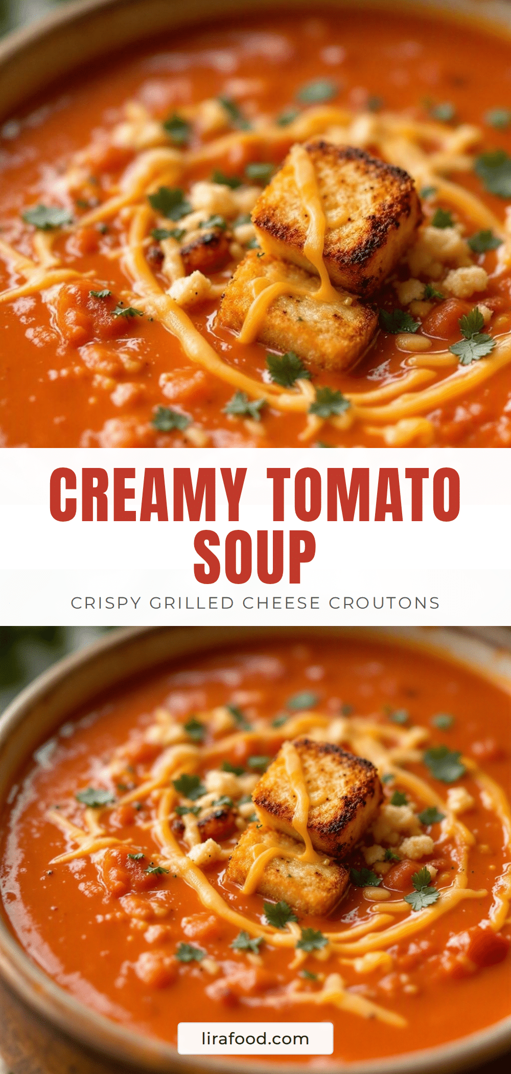 creamy tomato soup with grilled cheese croutons recipe
