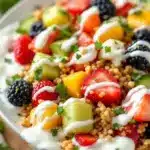 easy rainbow fruit kabobs - featured image
