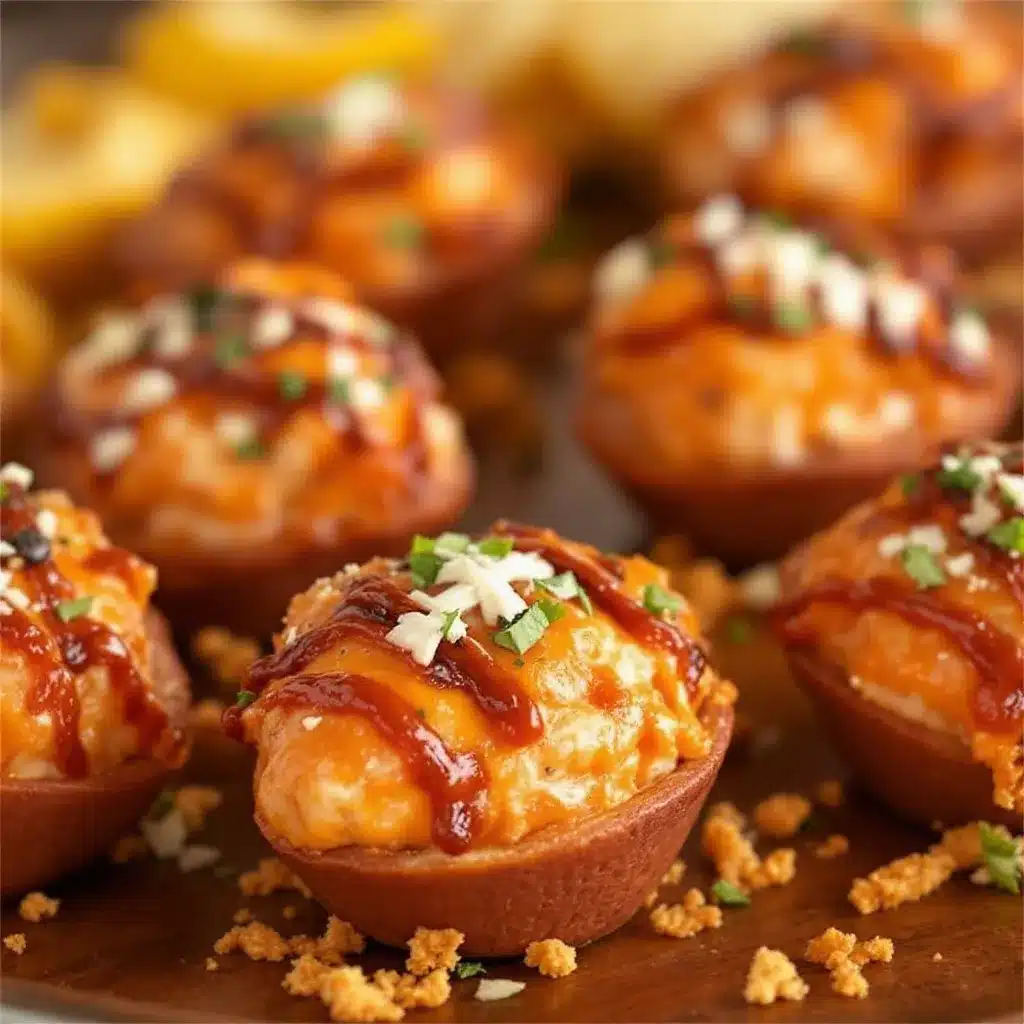 football-shaped buffalo chicken dip bites preparation steps