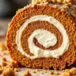 pumpkin roll with cream cheese filling - featured image