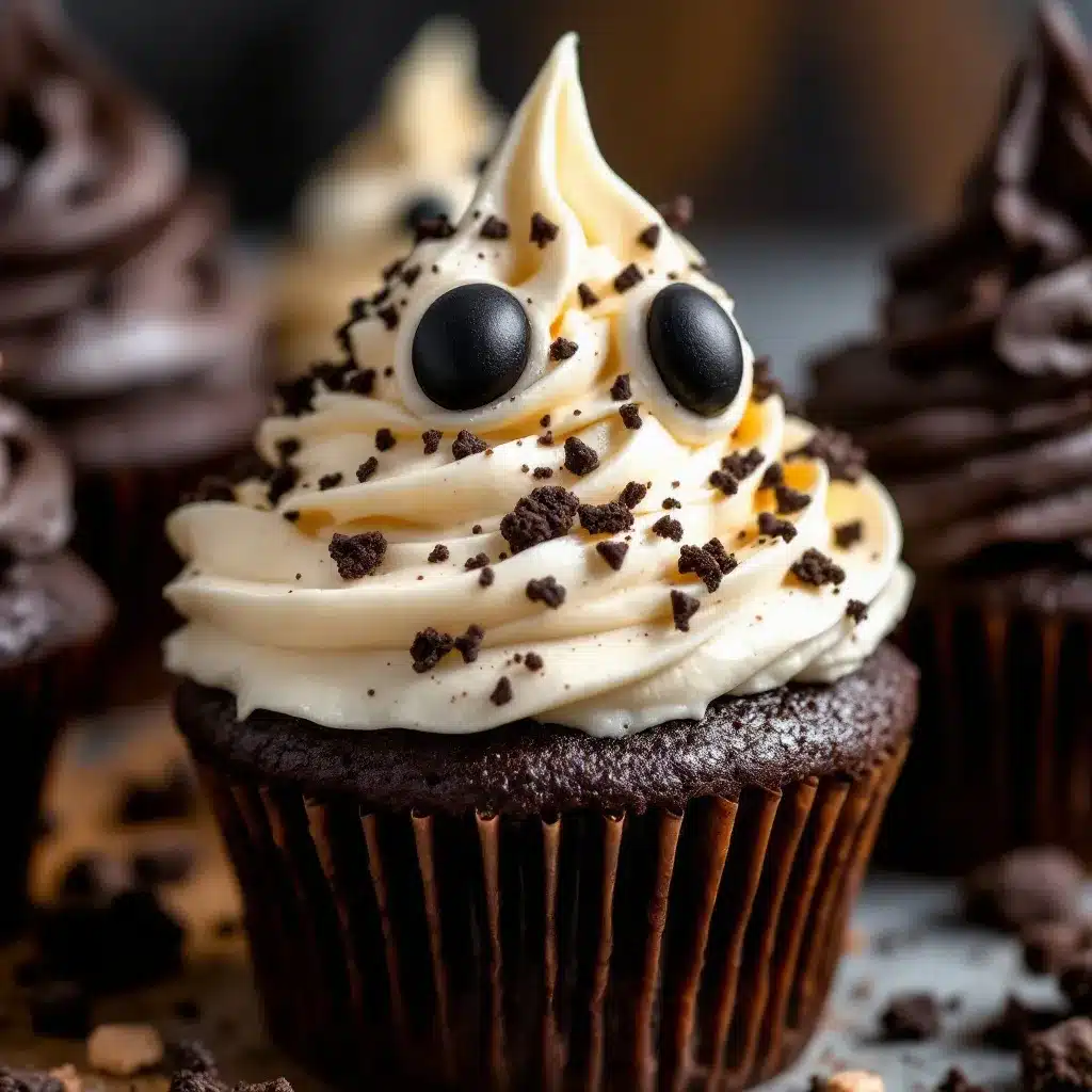 black cocoa ghost cupcakes preparation steps