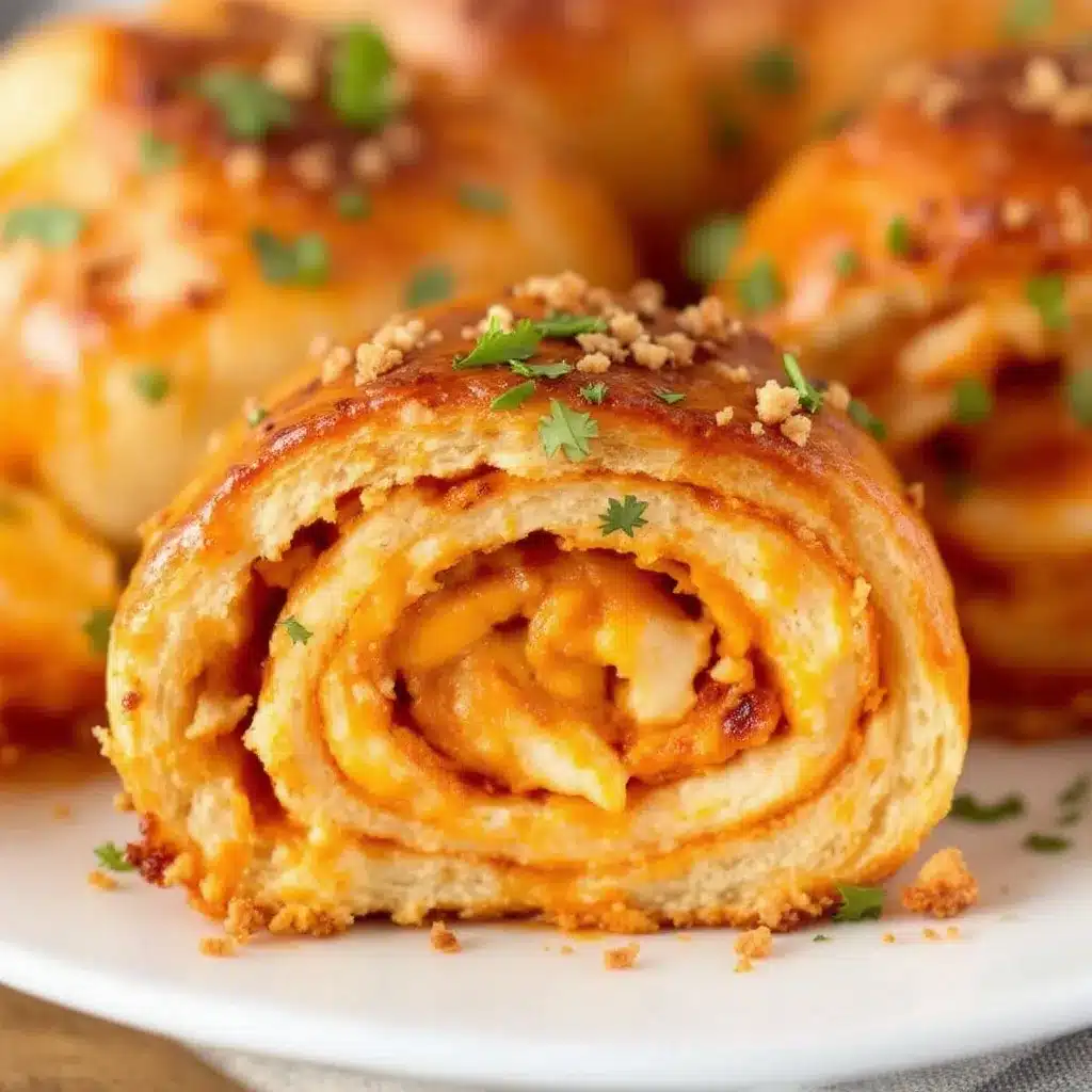 Buffalo chicken stuffed bread pinwheels preparation steps
