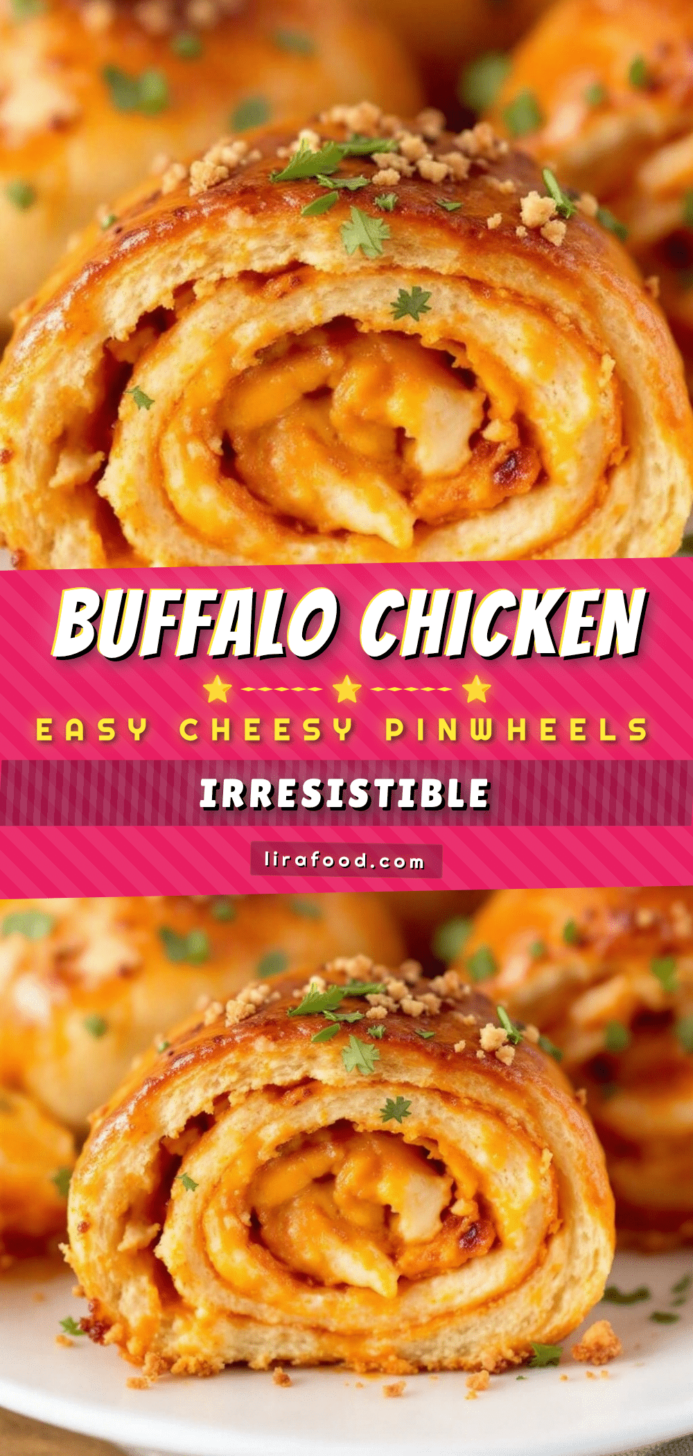 Buffalo chicken stuffed bread pinwheels recipe