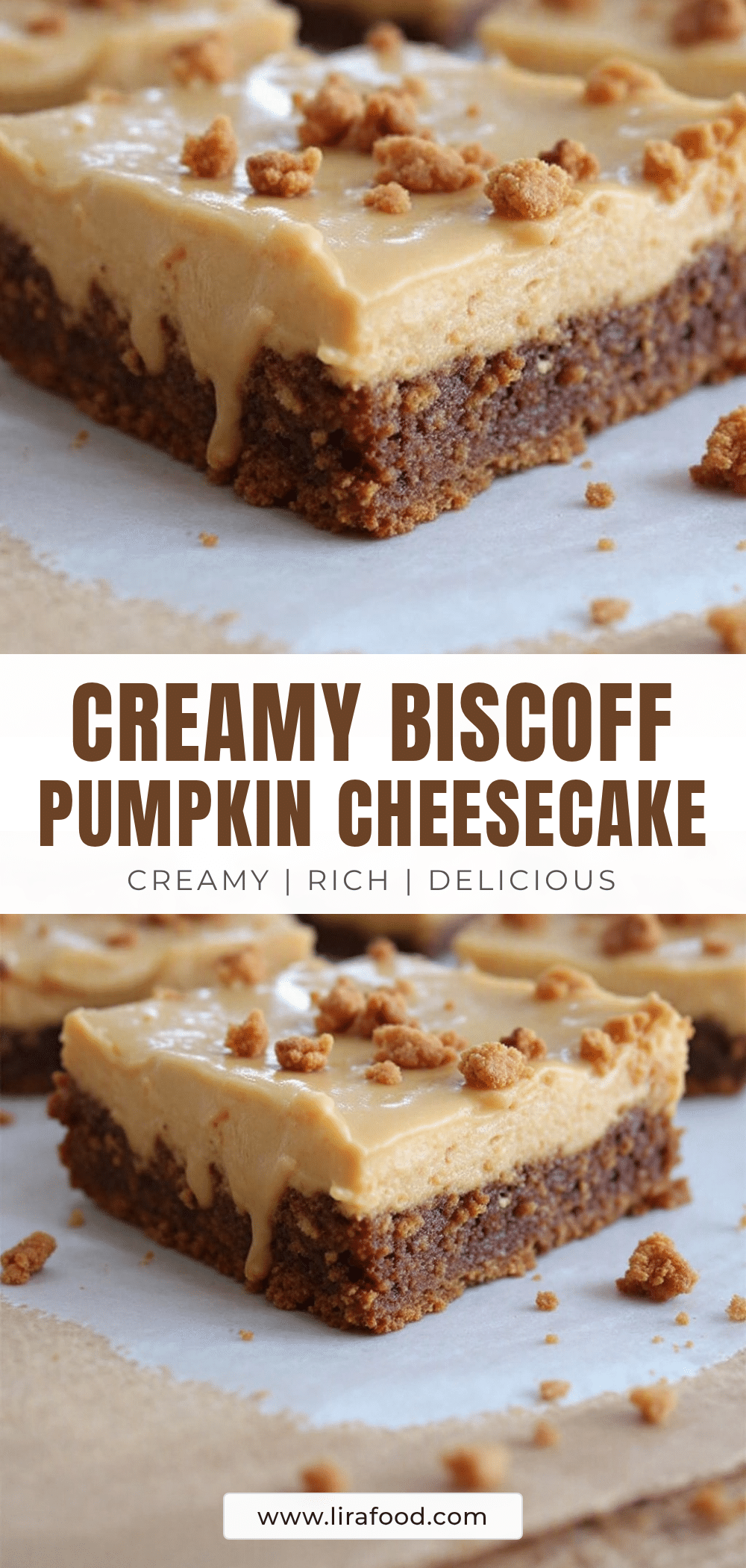creamy Biscoff pumpkin cheesecake bars recipe