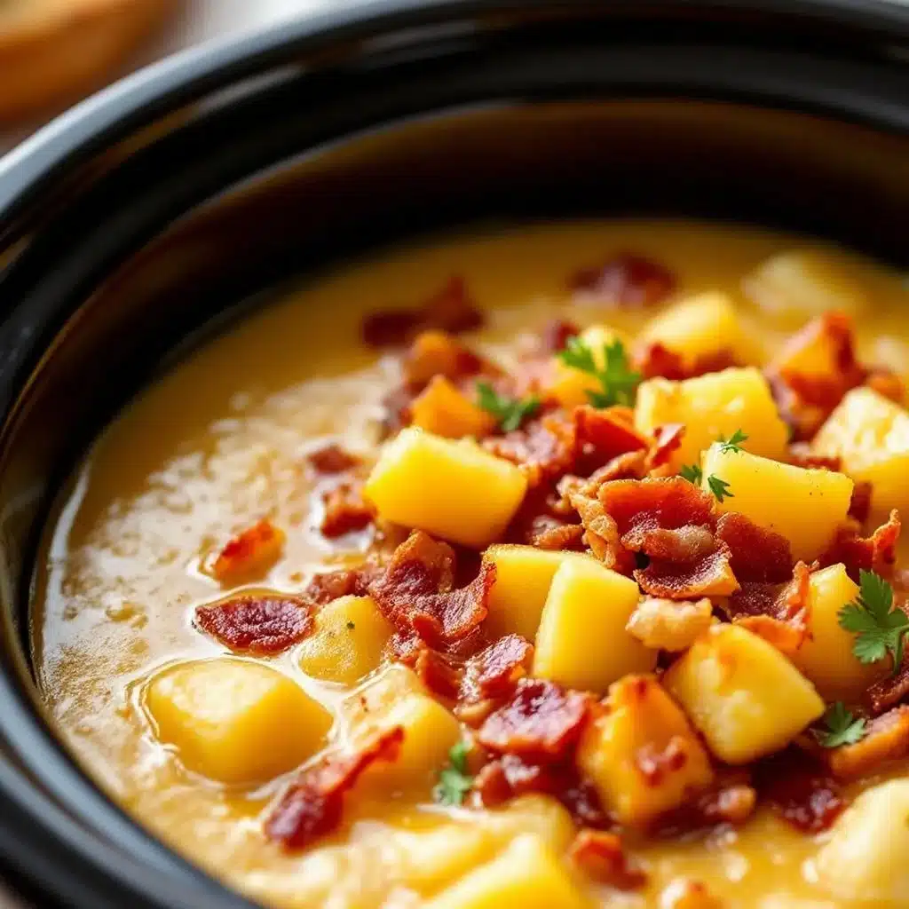 creamy crockpot loaded baked potato soup - featured image