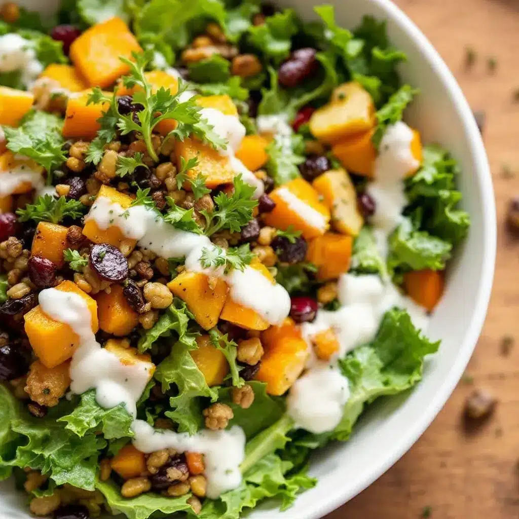 creamy harvest kale salad with roasted squash preparation steps