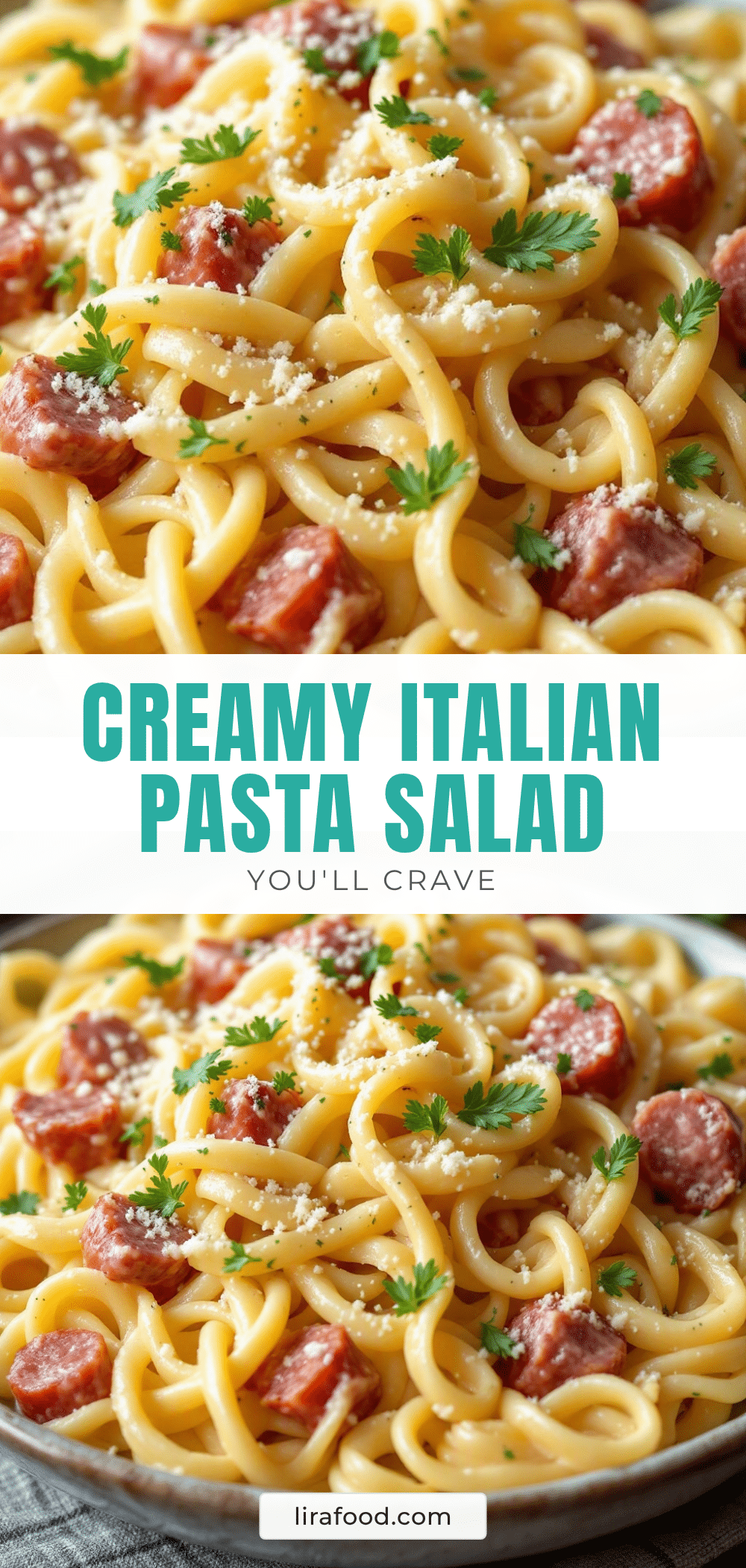 creamy italian pasta salad with salami and provolone recipe