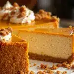 creamy pumpkin spice cheesecake with gingersnap crust - featured image