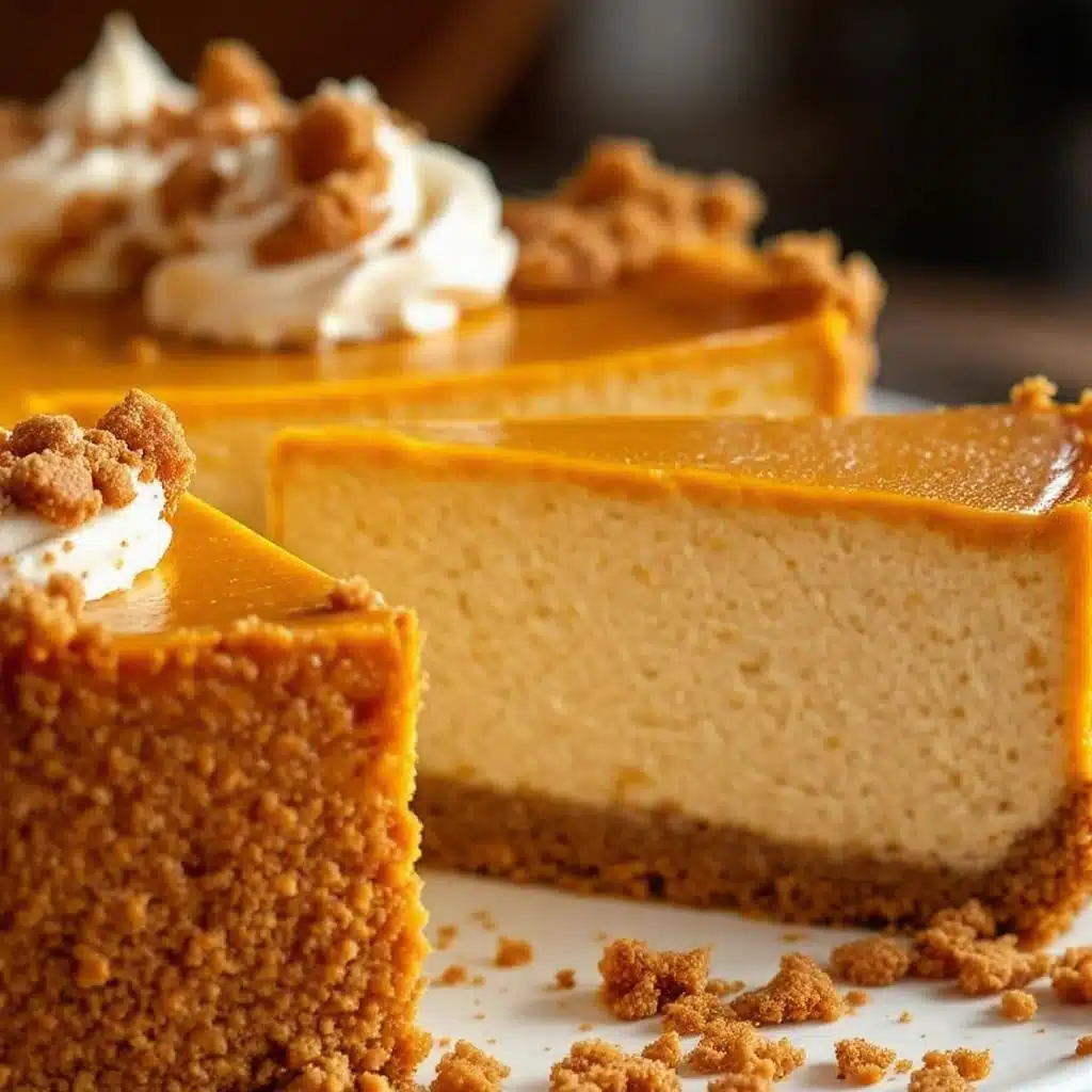 creamy pumpkin spice cheesecake with gingersnap crust - featured image