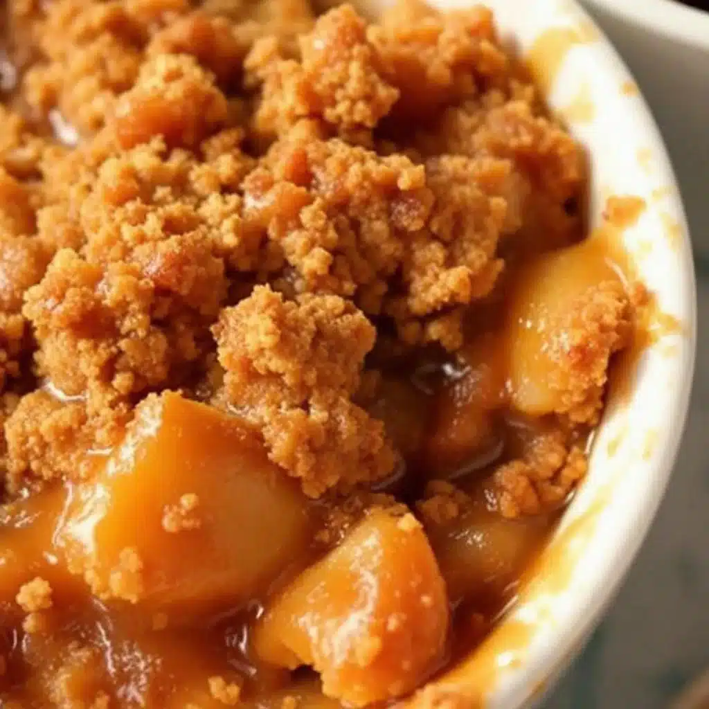 creamy salted caramel apple crisp - featured image