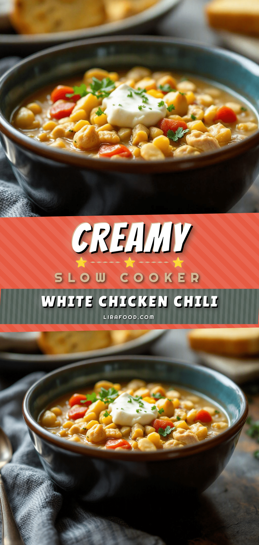 creamy slow cooker white chicken chili recipe