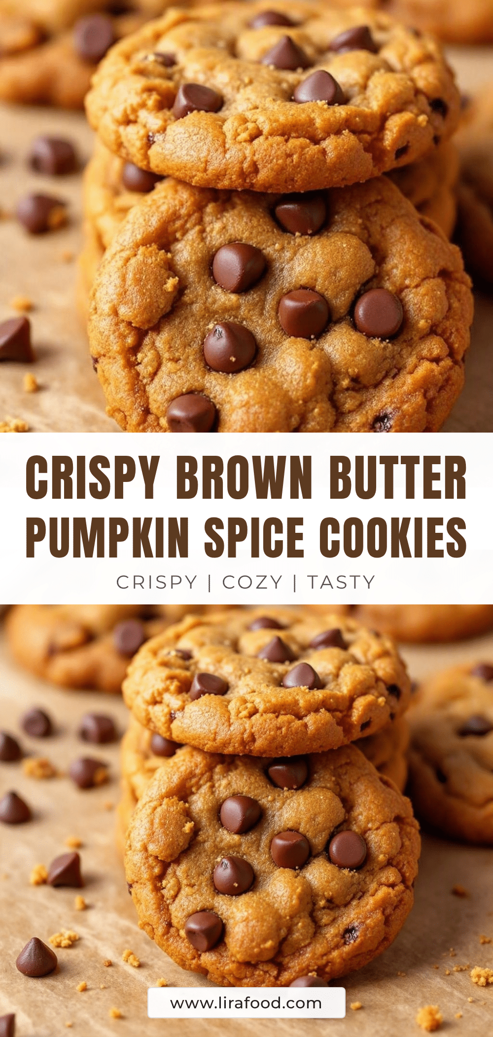 crispy brown butter pumpkin spice chocolate chip cookies recipe