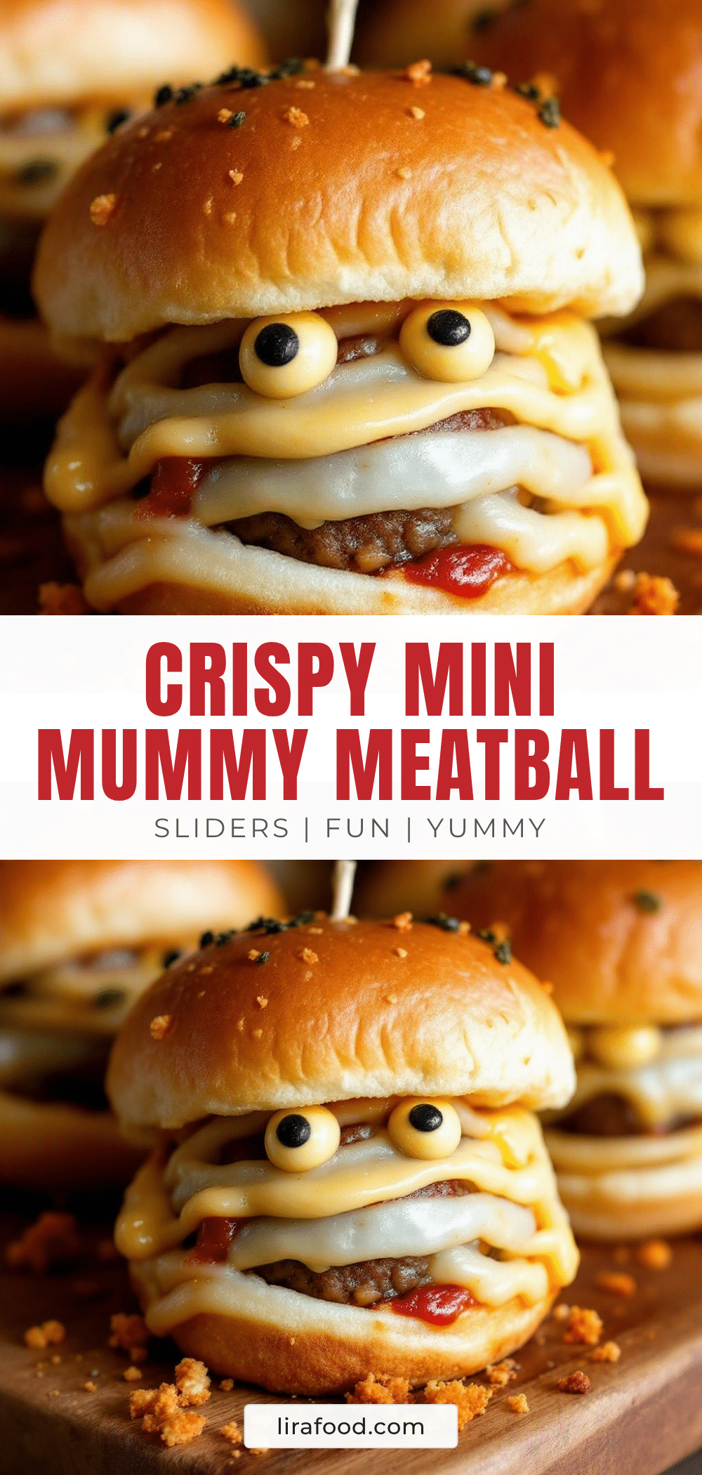 Crispy Mini Mummy Meatball Sliders recipe