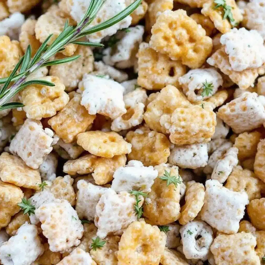 crispy ranch rosemary chex mix - featured image