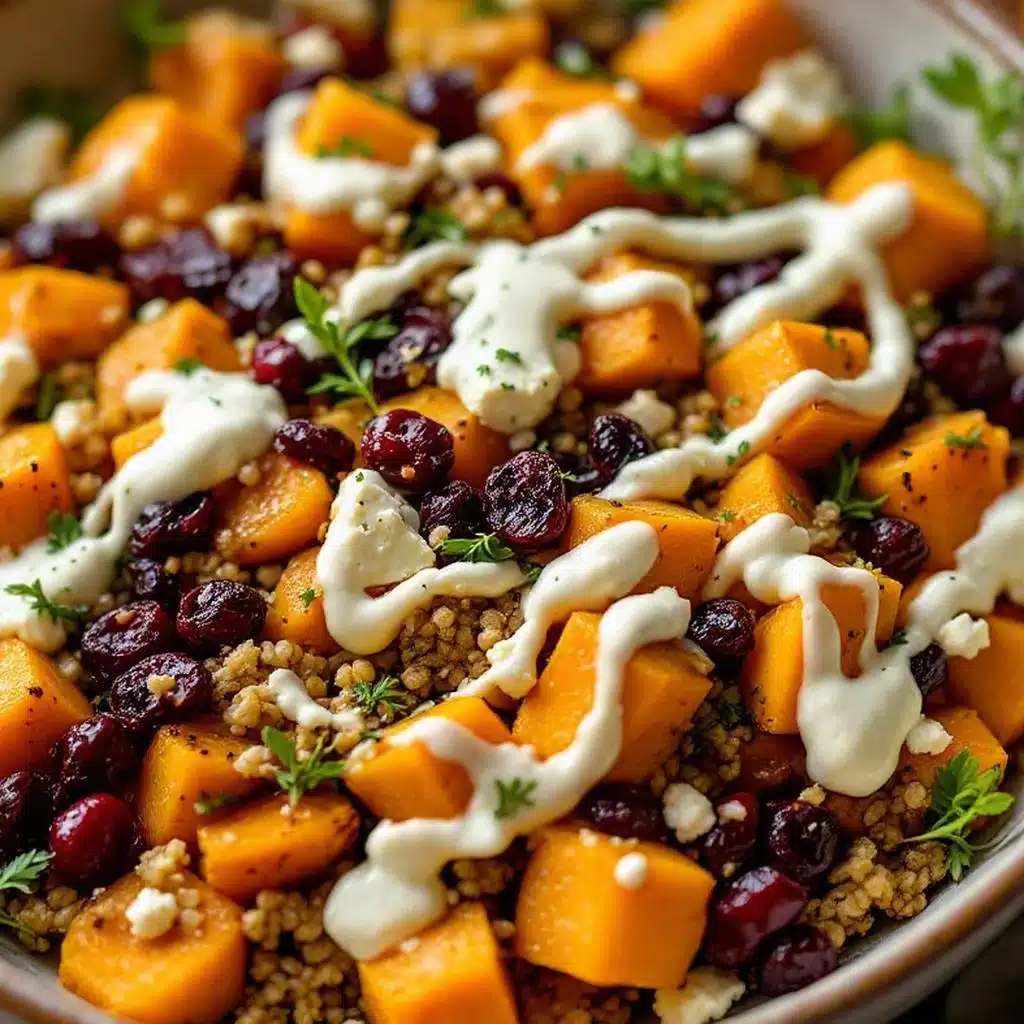 crispy roasted butternut squash harvest salad - featured image