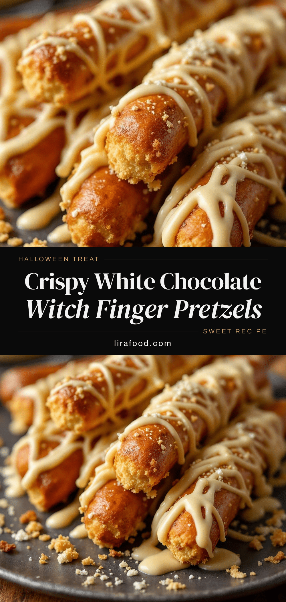 Crispy White Chocolate Witch Finger Pretzels recipe