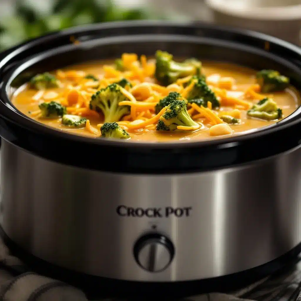 crockpot cheddar broccoli soup preparation steps