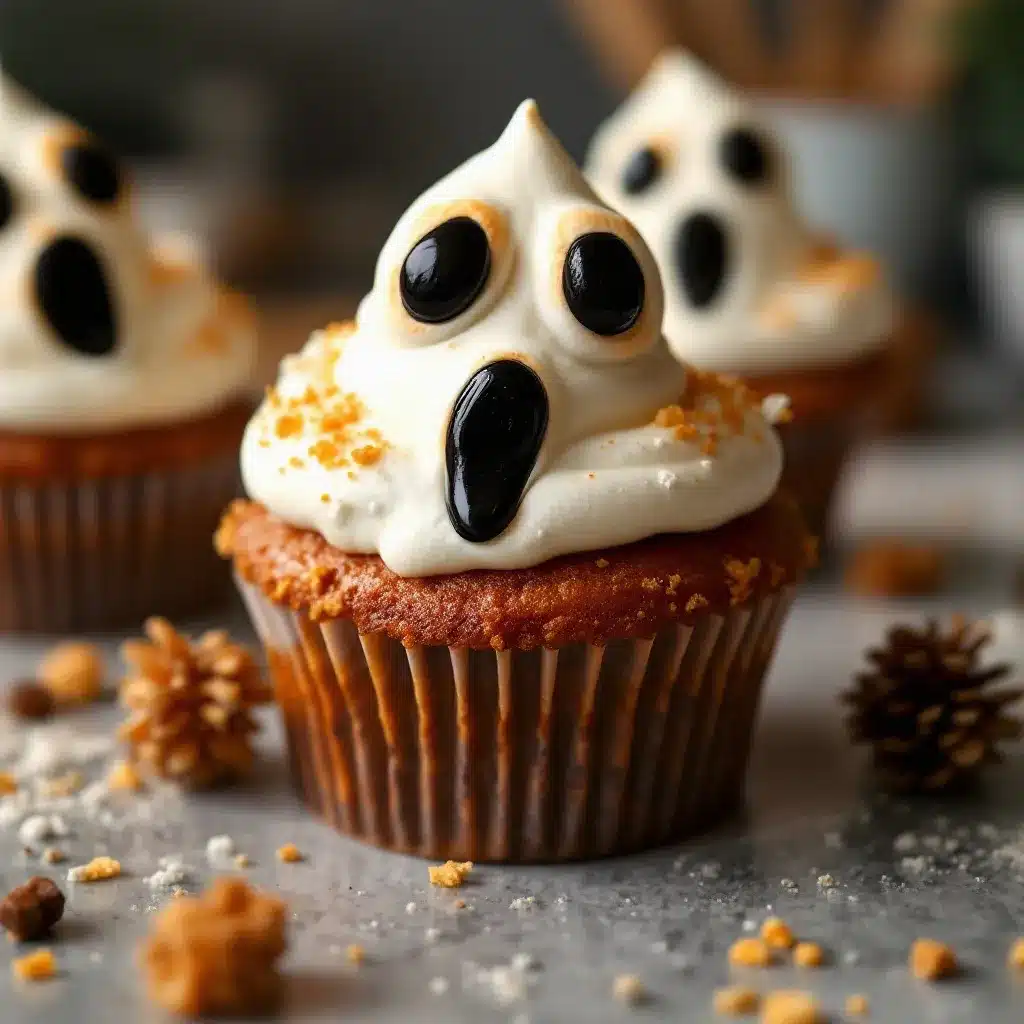 Cute Ghost Cupcakes with Marshmallow Faces preparation steps