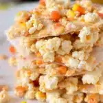 easy candy corn popcorn bark - featured image