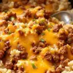 easy cheesy ground beef and rice skillet - featured image