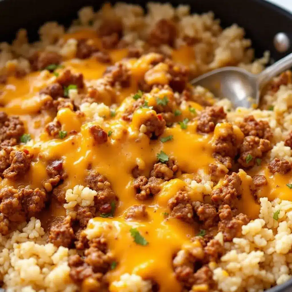 easy cheesy ground beef and rice skillet preparation steps