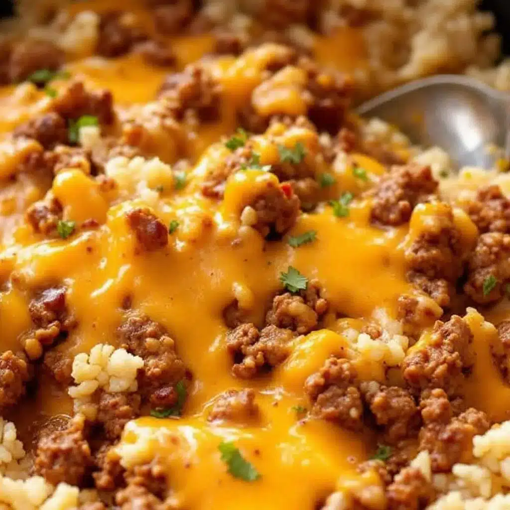 easy cheesy ground beef and rice skillet - featured image