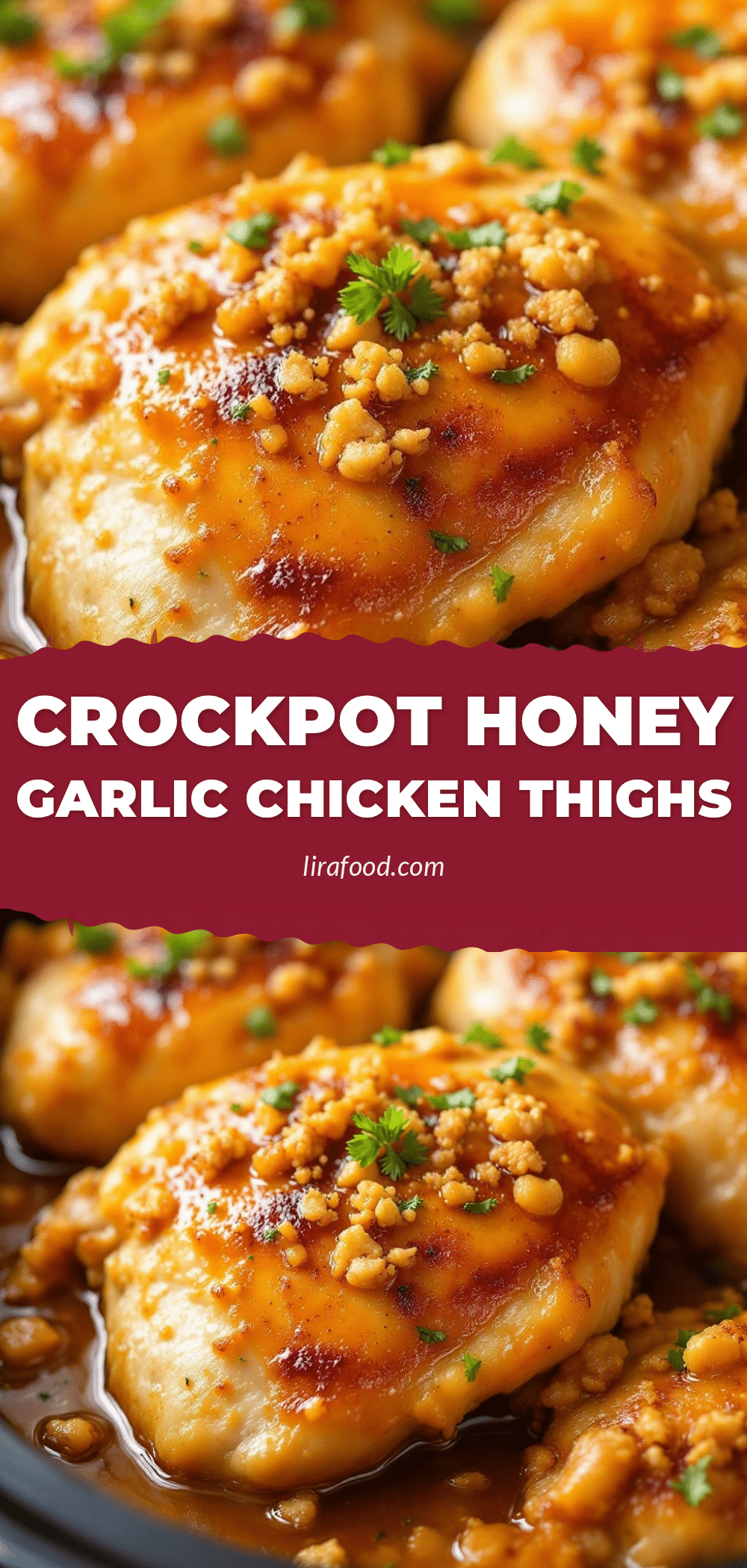 Easy Crockpot Honey Garlic Chicken Thighs recipe