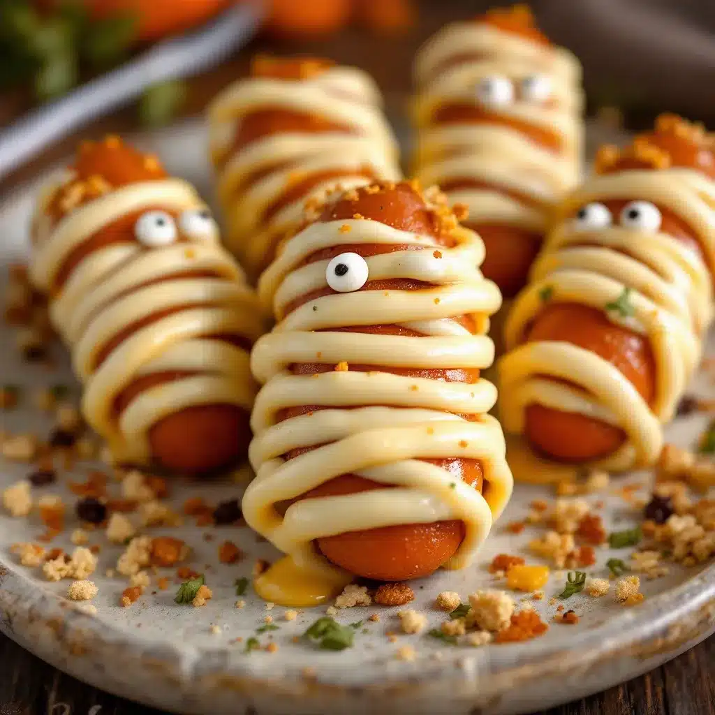 Easy Halloween Mummy Hot Dog Bites preparation steps