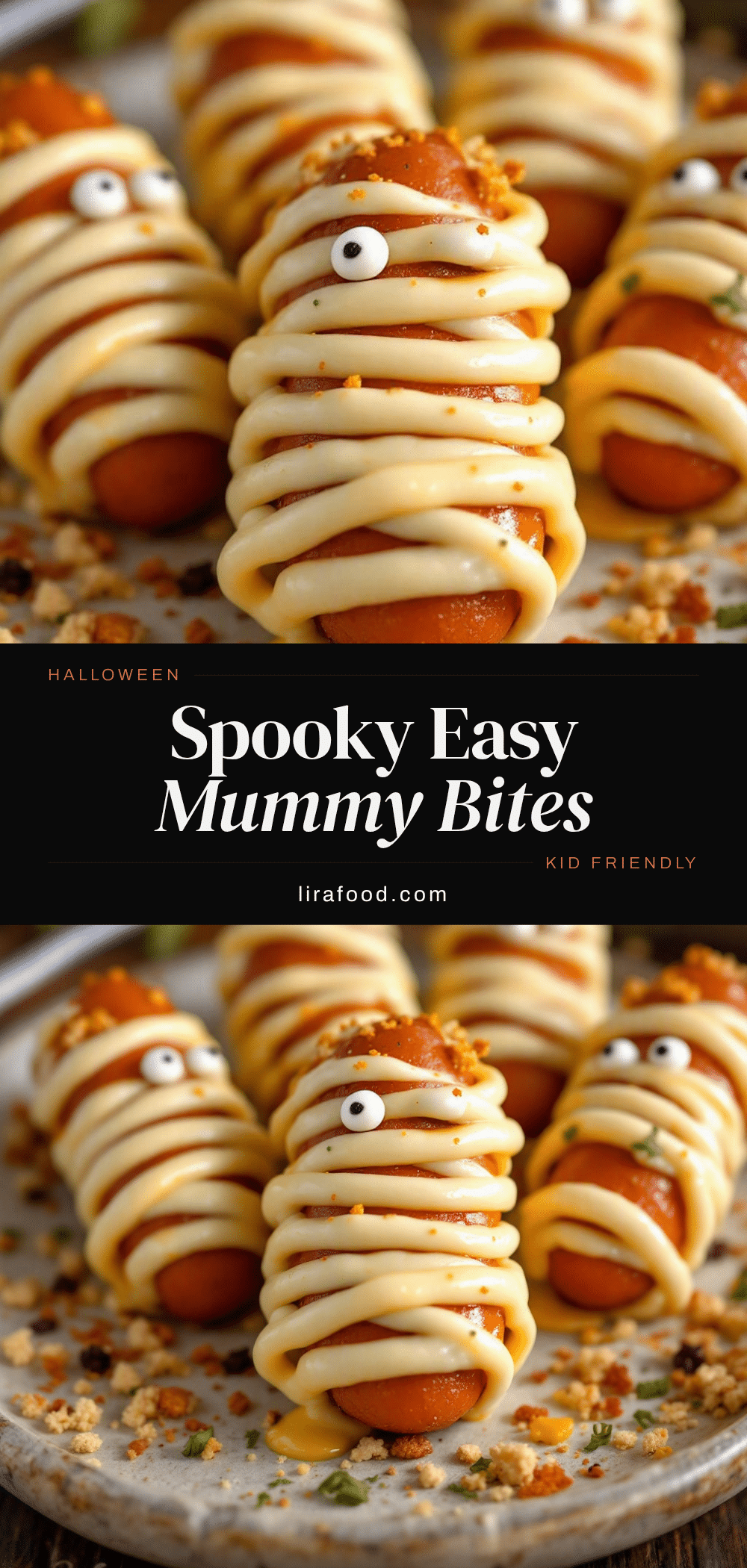 Easy Halloween Mummy Hot Dog Bites recipe