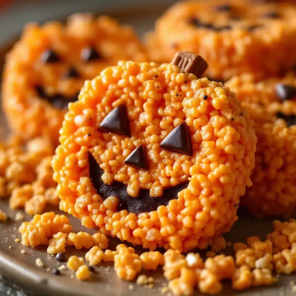 Easy Halloween Rice Krispie Jack-O-Lantern Treats preparation steps