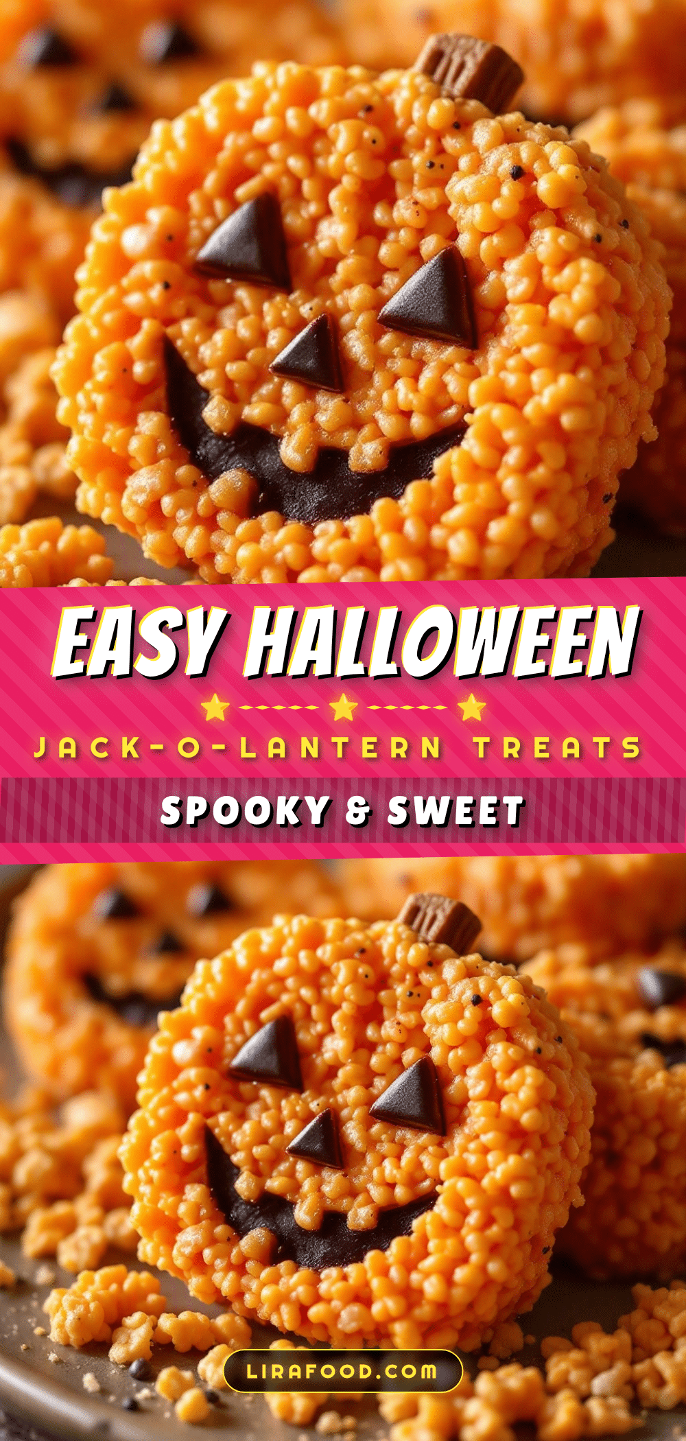 Easy Halloween Rice Krispie Jack-O-Lantern Treats recipe