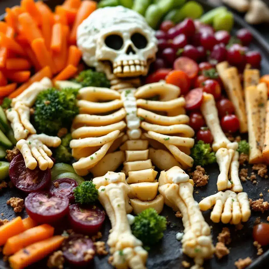 Easy Halloween Veggie Skeleton Platter preparation steps