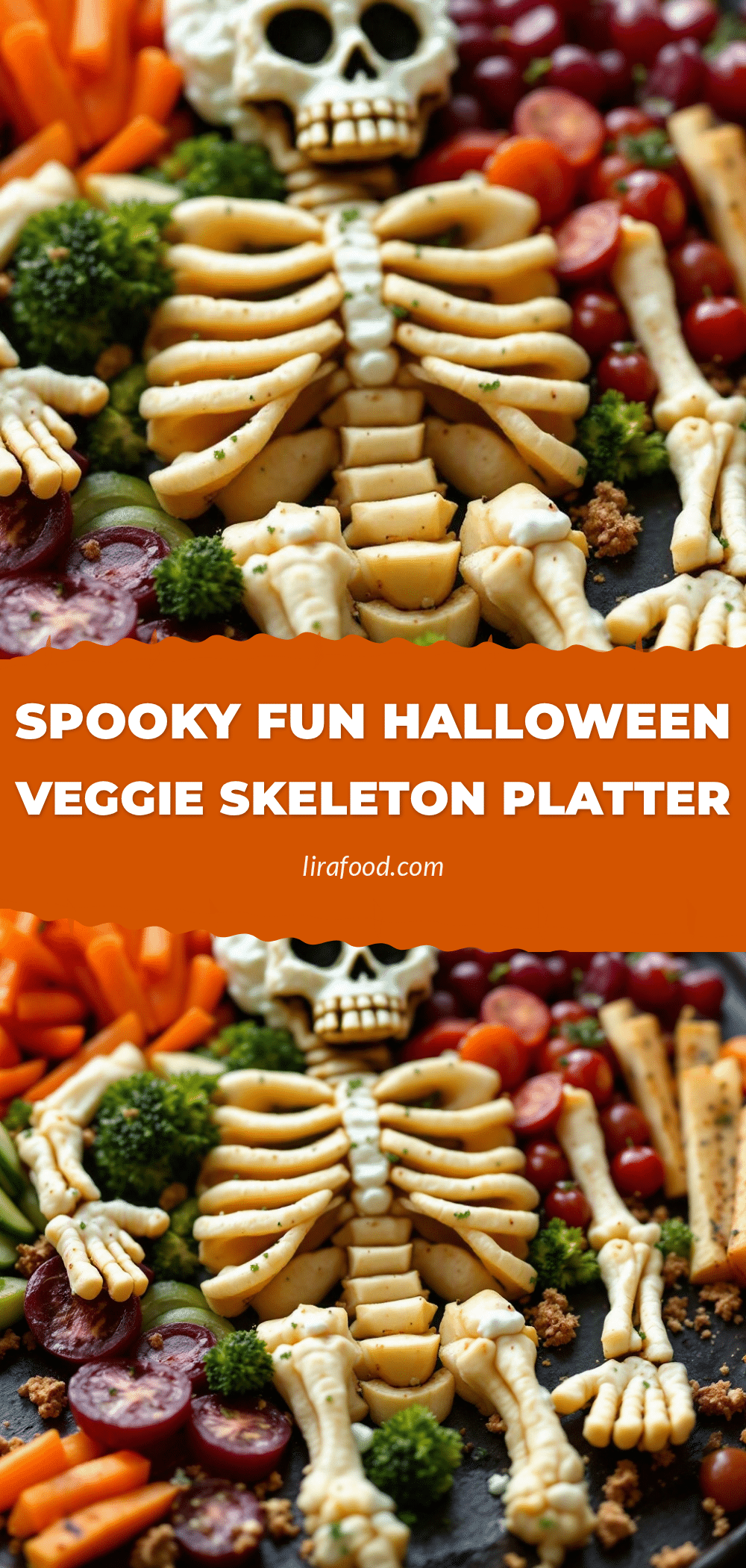 Easy Halloween Veggie Skeleton Platter recipe