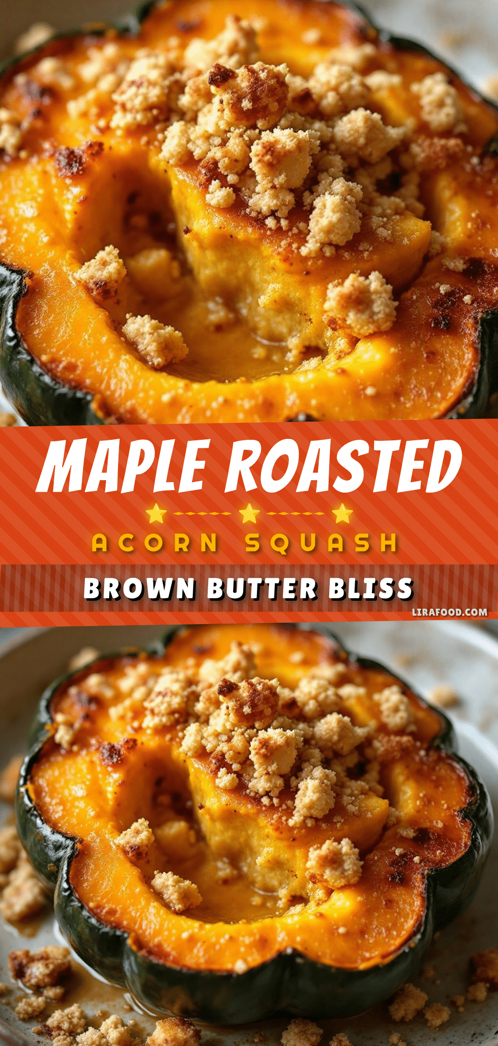 easy maple brown butter roasted acorn squash recipe