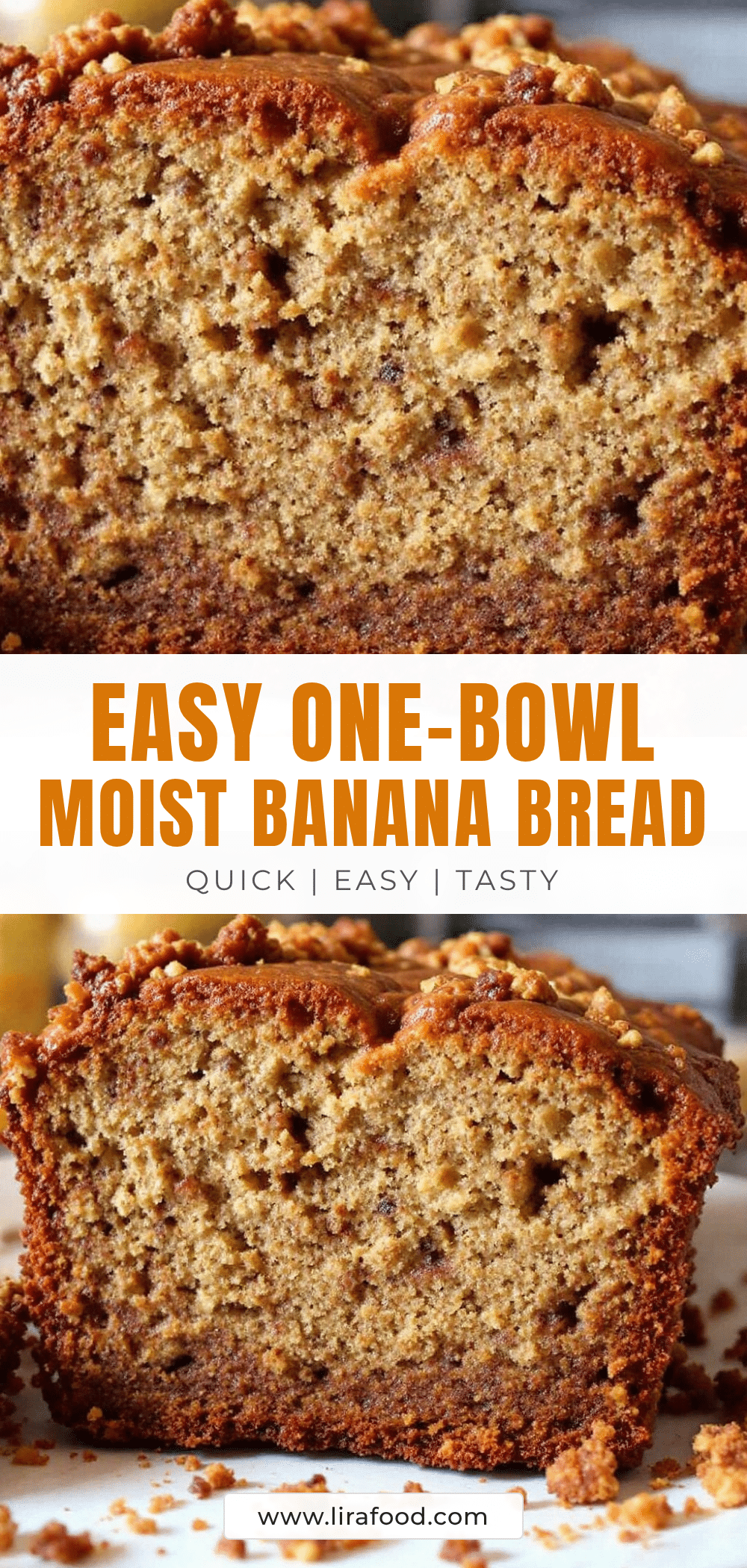 easy one-bowl moist banana bread recipe
